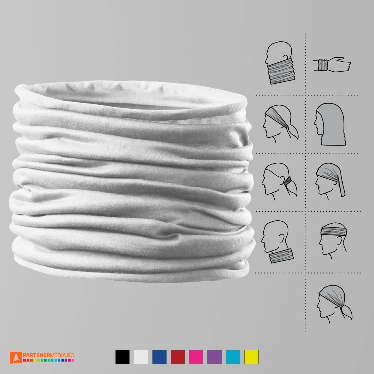 esarfe tubulare albe din poliester pentru adulti si copii ad328 poza 3