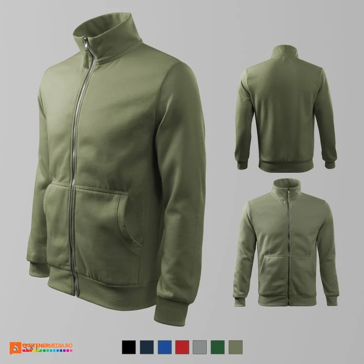 hanorace barbatesti khaki promotionale cu fermoar lung si buzunare laterale ad407 poza 5