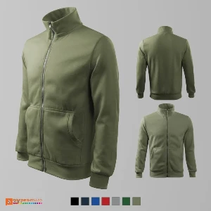 hanorace barbatesti khaki promotionale cu fermoar lung si buzunare laterale ad407 poza 5