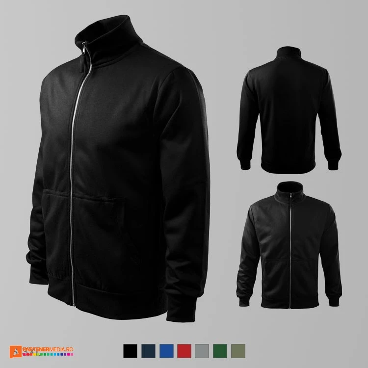hanorace barbatesti negre promotionale cu fermoar lung si buzunare laterale ad407 poza 6