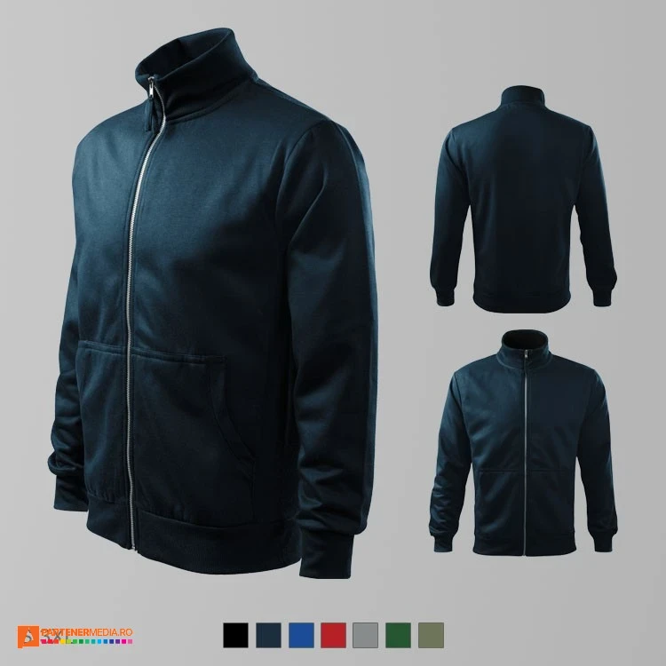 hanorace bleumarin barbatesti promotionale cu fermoar lung si buzunare laterale ad407 poza 3