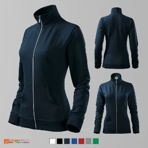 hanorace bleumarin de dama promotionale cu fermoar lung si buzunare laterale ad409 poza 4