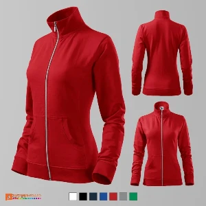hanorace rosii de dama promotionale cu fermoar lung si buzunare laterale ad409 poza 7