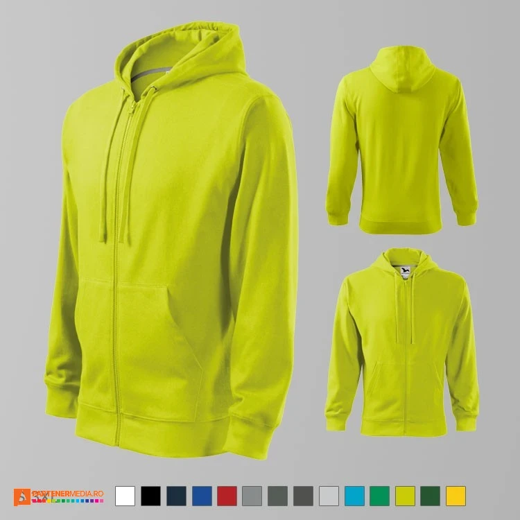 hanorace verde deschis barbatesti promotionale cu fermoar si buzunare laterare ad410 poza 14