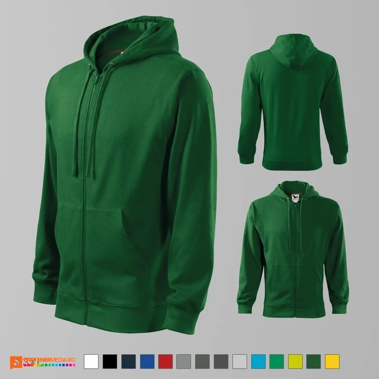 hanorace verde inchis barbatesti promotionale cu fermoar si buzunare laterare ad410 poza 15