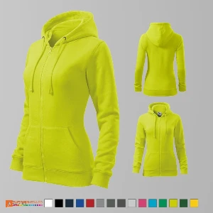 hanorace verde deschis promotionale de dama cu fermoar lung si gluga ad411 poza 15