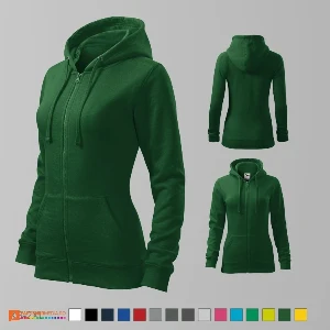 hanorace verde inchis promotionale de dama cu fermoar lung si gluga ad411 poza 16