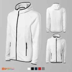 jachete fleece albe barbatesti cu gluga ad417 poza 2