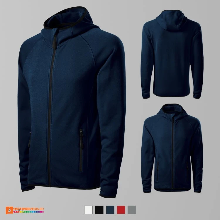 jachete fleece bleumarin barbatesti cu gluga ad417 poza 3