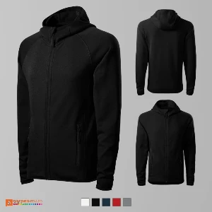 jachete fleece negre barbatesti cu gluga ad417 poza 5