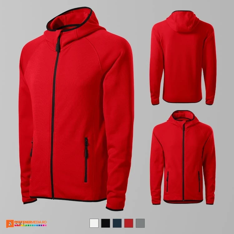 jachete fleece rosii barbatesti cu gluga ad417 poza 6