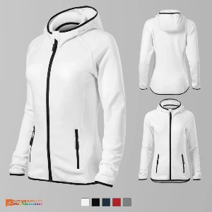 jachete fleece albe de dama cu gluga ad418 poza 2