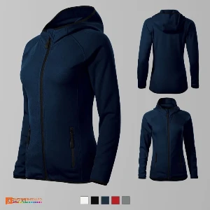 jachete fleece bleumarin de dama cu gluga ad418 poza 3