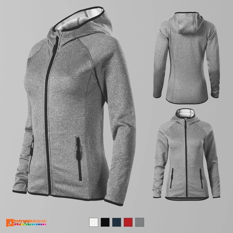 jachete fleece gri de dama cu gluga ad418 poza 4