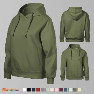 hanorace de dama khaki cu buzunare laterale si gluga ad421 poza 9