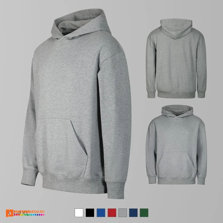 hanorace unisex gri cu buzunar marsupiu ad422 poza 4