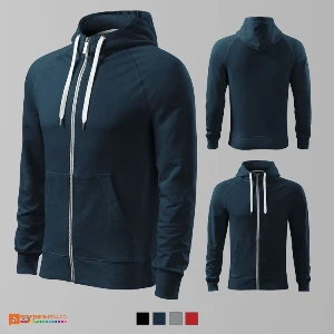 hanorace bleumarin promotionale barbatesti din bumbac cu gluga si fermoar ad452 poza 2