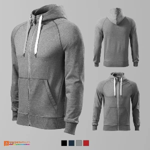 hanorace gri promotionale barbatesti din bumbac cu gluga si fermoar ad452 poza 3