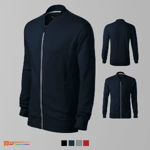 hanorace bleumarin barbatesti cu guler bomber si fermoar lung ad453 poza 2