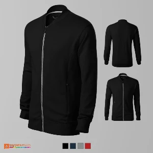 hanorace negre barbatesti cu guler bomber si fermoar lung ad453 poza 4