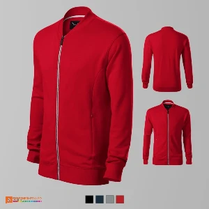 hanorace rosii barbatesti cu guler bomber si fermoar lung ad453 poza 5