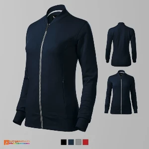 hanorace bleumarin de dama cu guler bomber si fermoar lung ad454 poza 2