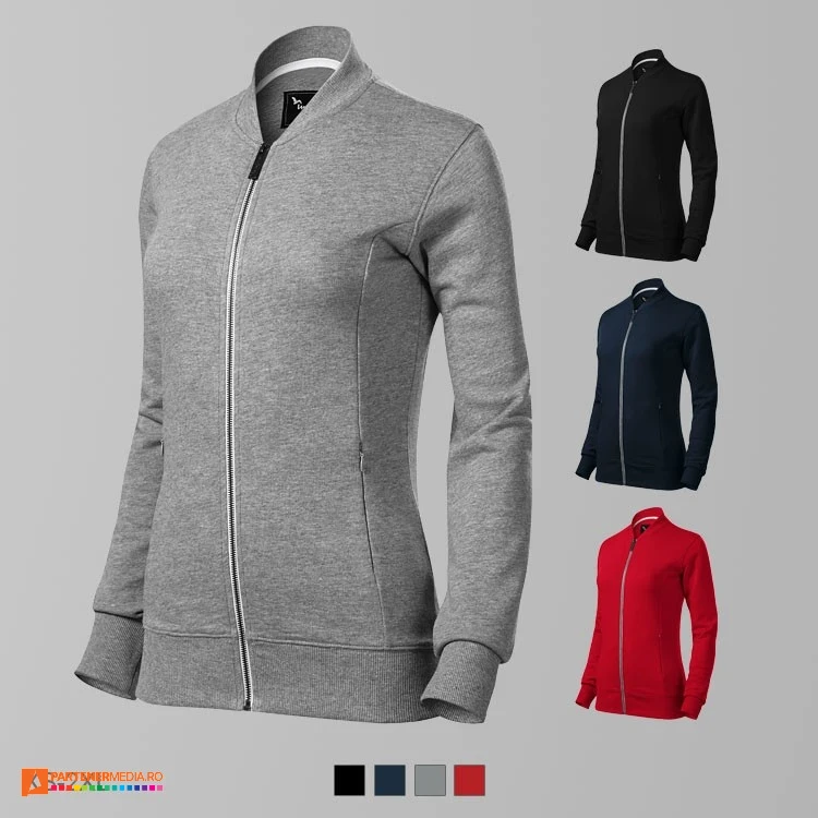 hanorace de dama cu guler bomber si fermoar lung ad454 poza 1