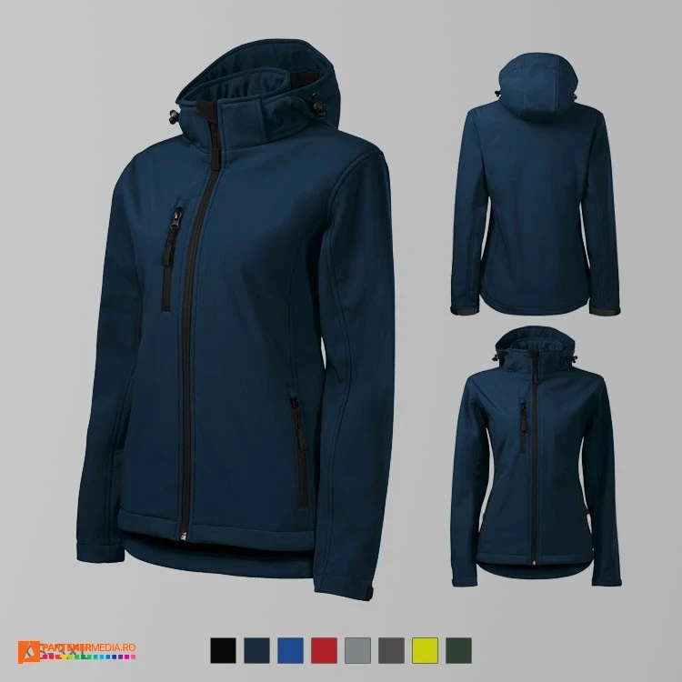 jachete softshell bleumarin pentru dame cu gluga detasabila ad521 poza 3