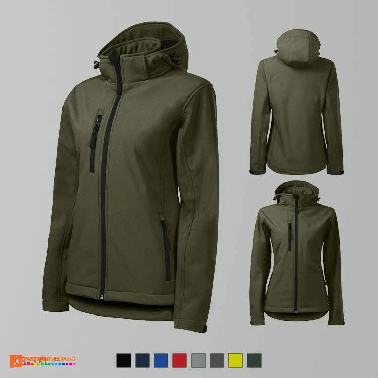 jachete softshell khaki pentru dame cu gluga detasabila ad521 poza 6