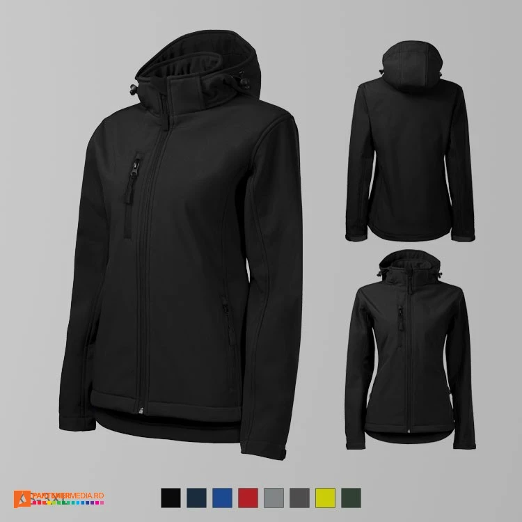 jachete softshell negre pentru dame cu gluga detasabila ad521 poza 7