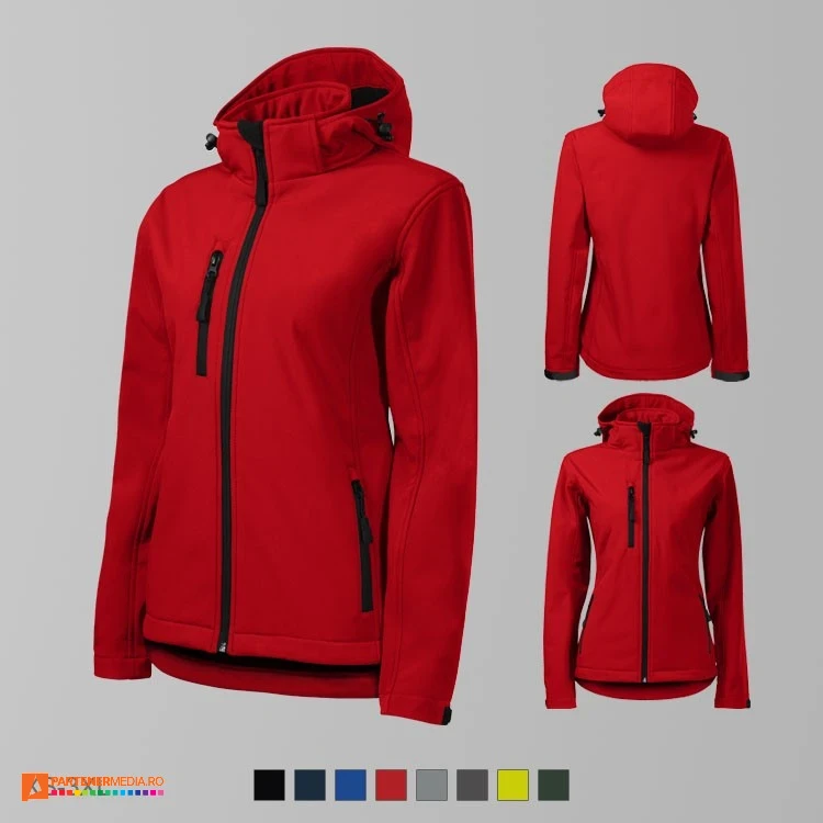 jachete softshell rosii pentru dame cu gluga detasabila ad521 poza 8