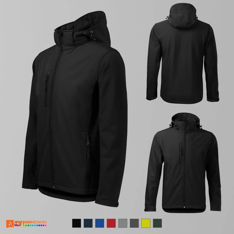 jachete softshell negre cu gluga detasabila ad522 poza 7