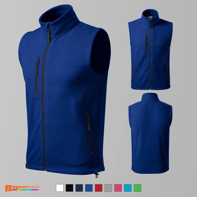 veste fleece unisex albastre cu buzunar la piept ad525 poza 3