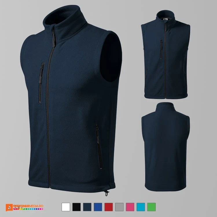 veste fleece unisex bleumarin cu buzunar la piept ad525 poza 4