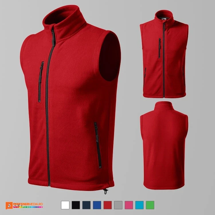veste fleece unisex rosii cu buzunar la piept ad525 poza 7