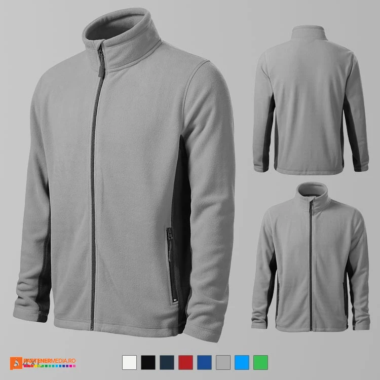 jachete fleece barbatesti gri din poliester ad527 poza 5