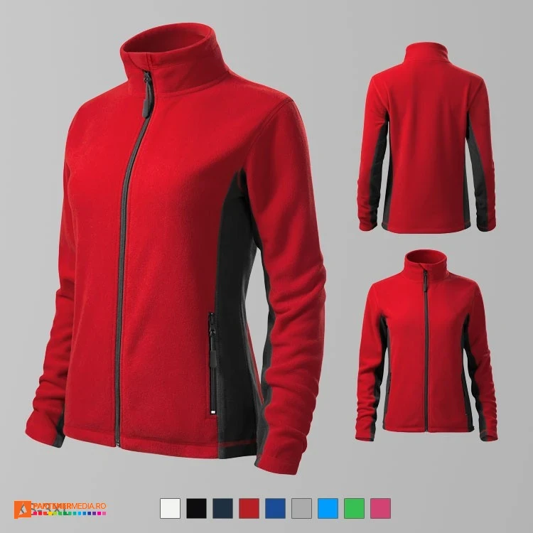 jachete fleece rosii de dama din poliester ad528 poza 7