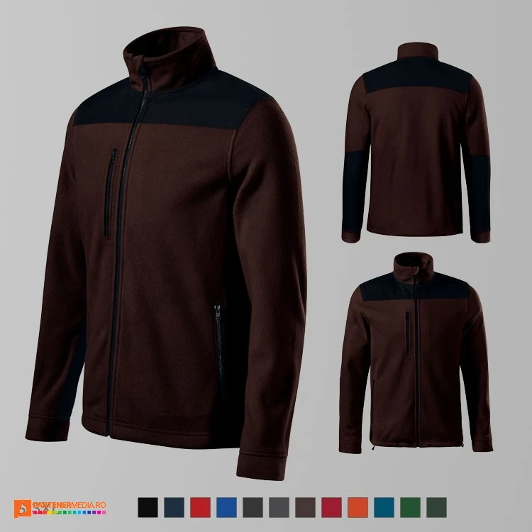 jachete unisex fleece maro cu buzunar la piept ad530 poza 7
