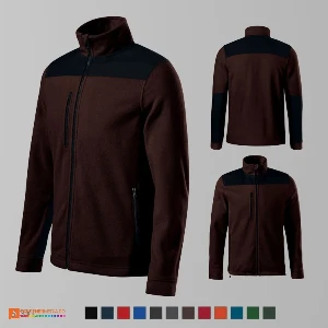 jachete unisex fleece maro cu buzunar la piept ad530 poza 7