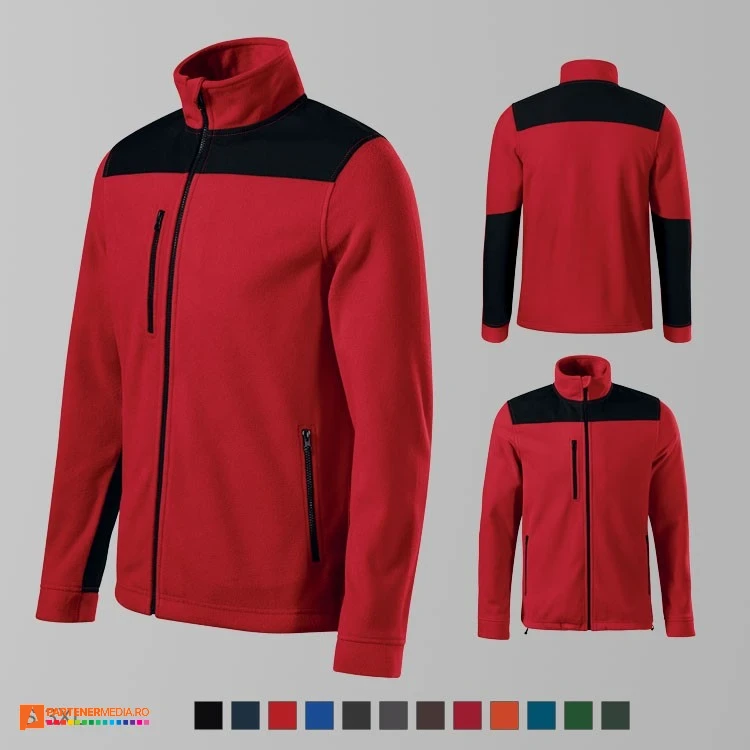 jachete unisex fleece rosii cu buzunar la piept ad530 poza 10