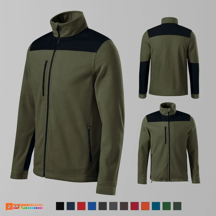 jachete unisex khaki fleece cu buzunar la piept ad530 poza 6