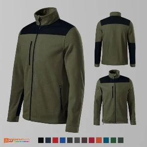 jachete unisex khaki fleece cu buzunar la piept ad530 poza 6