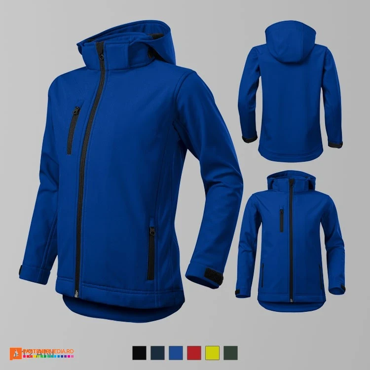 jachete softshell albastre pentru copii cu gluga detasabila ad535 poza 2