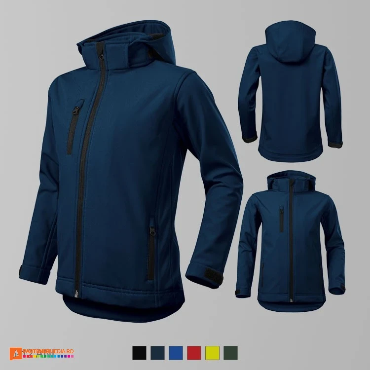 jachete softshell bleumarin pentru copii cu gluga detasabila ad535 poza 3