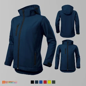 jachete softshell bleumarin pentru copii cu gluga detasabila ad535 poza 3