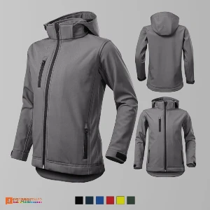 jachete softshell gri pentru copii cu gluga detasabila ad535 poza 4