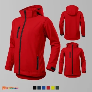 jachete softshell rosii pentru copii cu gluga detasabila ad535 poza 6