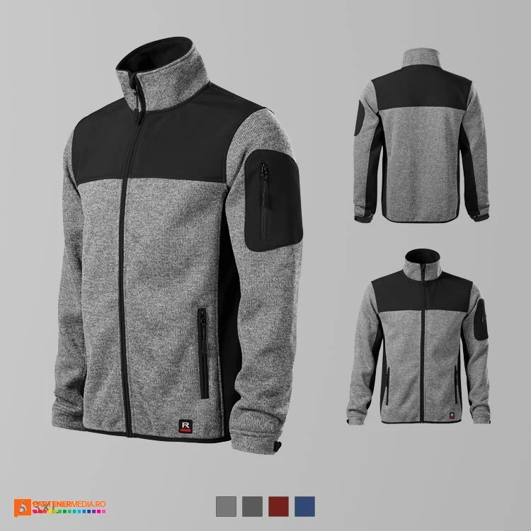 jachete gri barbatesti softshell cu buzunar pe maneca ad550 poza 4