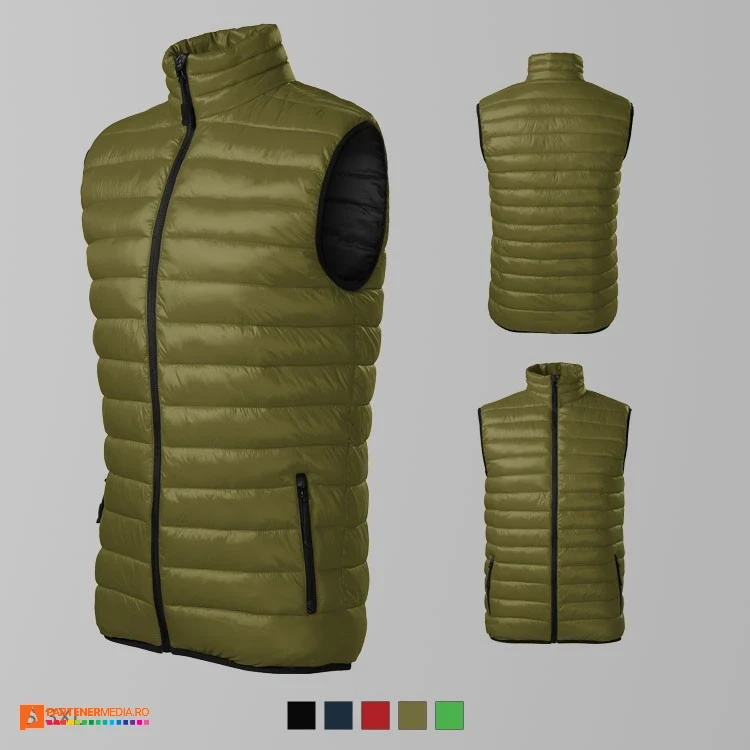 veste matlasate barbatesti khaki cu guler inalt ad553 poza 4