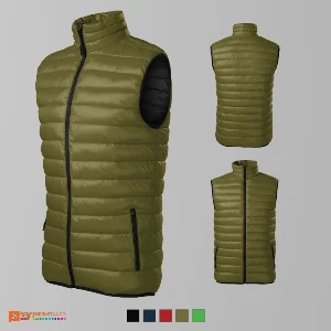 veste matlasate barbatesti khaki cu guler inalt ad553 poza 4